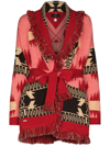 Alanui Pink Cashmere Blend Icon Jacquard Cardigan In Red