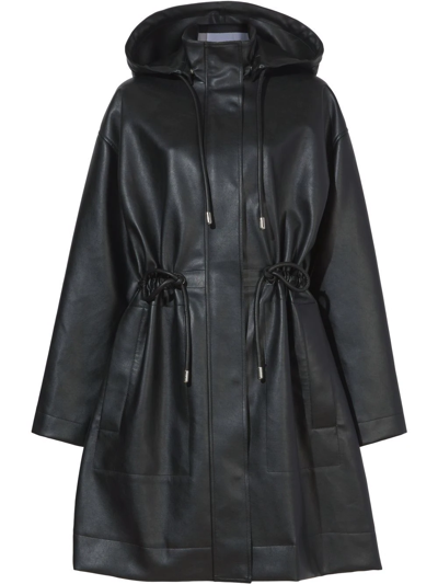 Proenza Schouler White Label Hooded Faux Leather Parka In Black