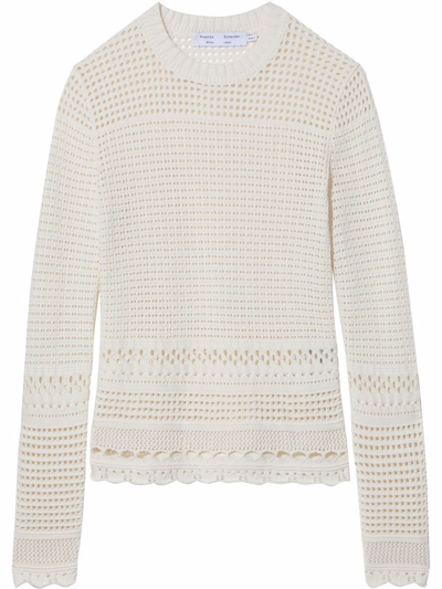 Proenza Schouler White Label Pointelle-knit Long-sleeved Top In Neutrals