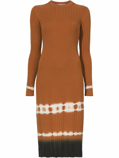 Proenza Schouler White Label Dip-dye Rib-knit Bodycon Dress In Brown