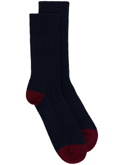 N•peal Two-tone Ankle-high Socks In Blue