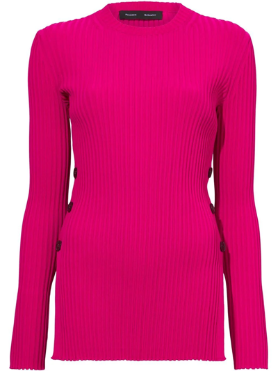 Proenza Schouler Ribbed-knit Button-detail Jumper In Pink