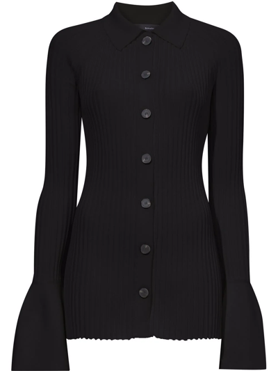 Proenza Schouler Rib-knit Collared Cardigan In Black