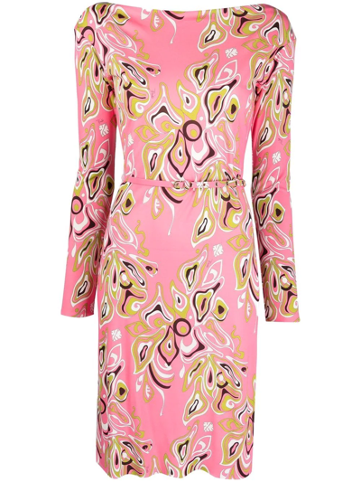 充実の品 エミリオプッチBELTED DRESS PRINT BOATNECK ワンピース