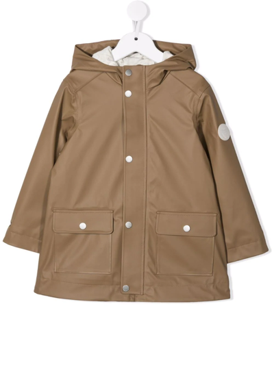 Bonpoint Kids' Raindrop Hooded Coat In Brown
