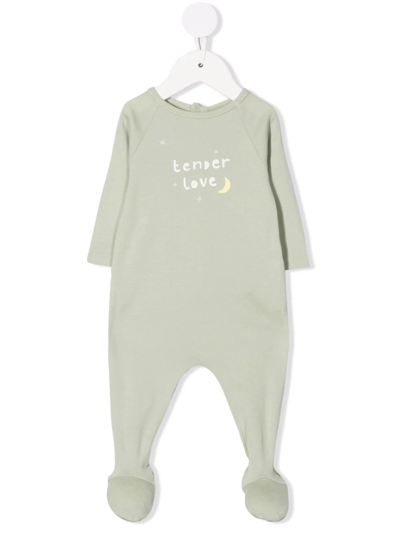 Bonpoint Babies' Tender Love Slogan Pyjamas In Green