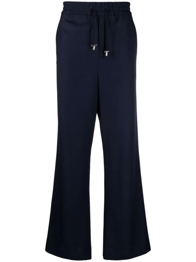 Balmain Wide-leg Twill Trousers In Blue