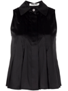 Max & Moi Sleeveless Silk Blouse In Black