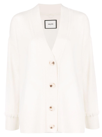 Max & Moi V-neck Button-fastening Cardigan In White