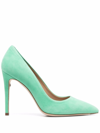 Ferragamo Suede 115mm Pointed Toe Pumps In Green
