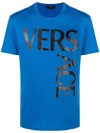 Versace Men's Logo Cotton T-shirt In Blue