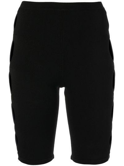Dion Lee Cut-out Mid-rise Knit Biker Shorts In Black Navy