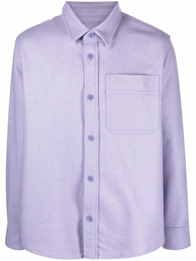 Apc Basile Patch-pocket Wool-blend Shirt In Mauve Chine