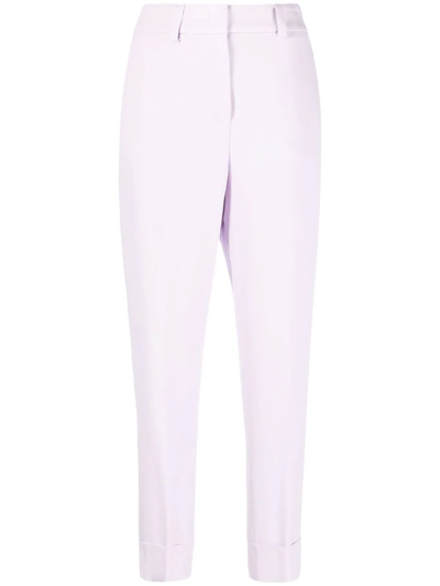 Peserico Slim-cut Cropped Trousers In Purple