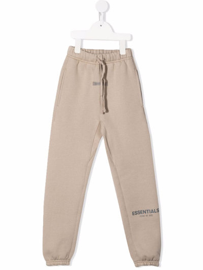 Essentials Kids' Logo-print Track Trousers In Neutrals