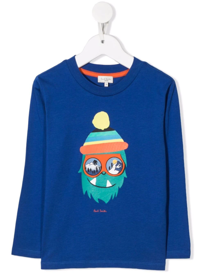 Paul Smith Junior Kids' Yeti Long-sleeved T-shirt In Blue