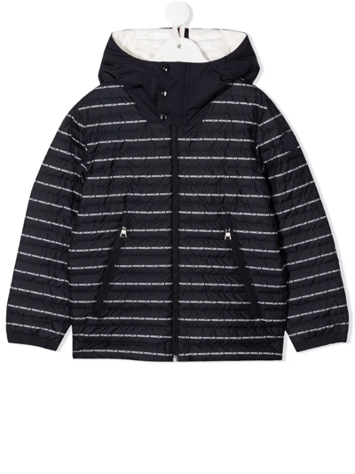 Moncler Kids' Logo印花连帽夹克 In Blue