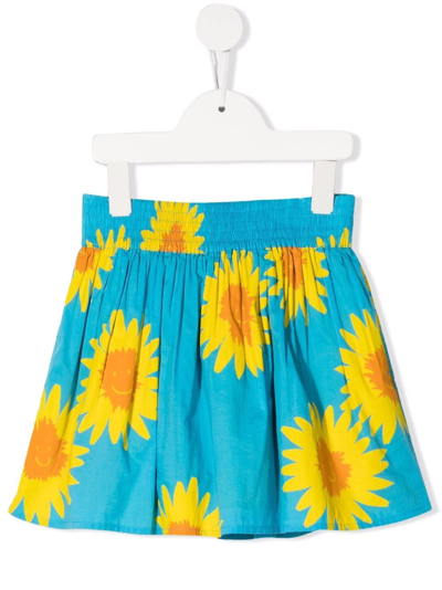 Stella Mccartney Sunflower-print Organic Cotton Skirt In Blue