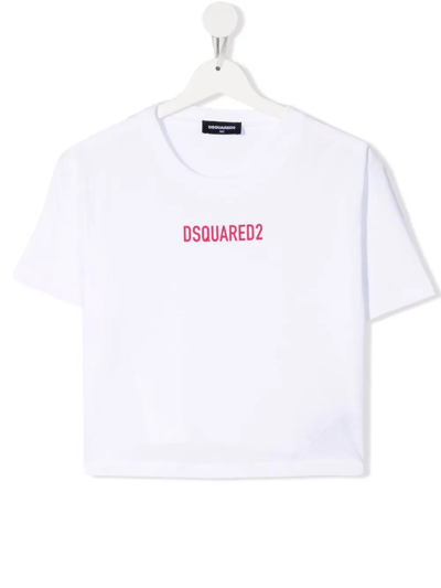 Dsquared2 Teen Logo-print Short-sleeved T-shirt In White