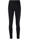 Moncler Brand-embossed Slim-fit High-rise Stretch-woven Leggings In Black
