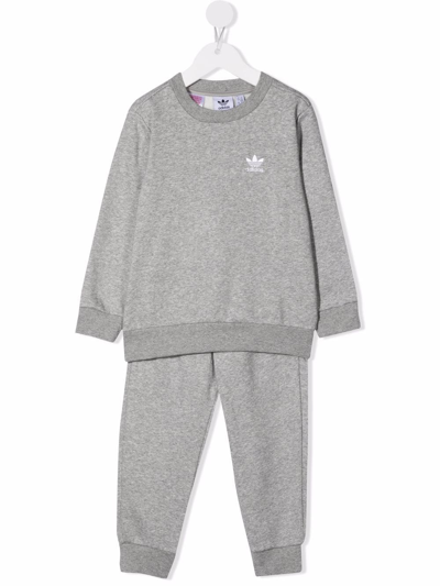 Adidas Originals Kids' Adicolor Crewneck Tracksuit Set In Grey