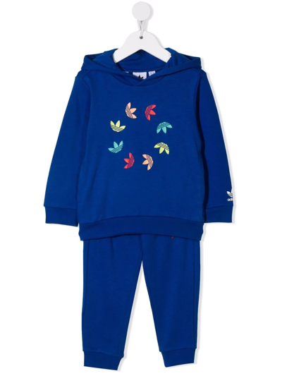 Adidas Originals Kids' Trefoil Logo-print Tracksuit Set In Blue