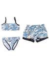 Moncler Floral-print Bikini Swim Set In Blue