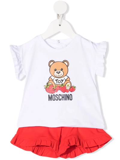 Moschino Babies' Ruffled Cotton Shorts In White