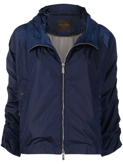 Moorer Drawstring-cuff Cropped Jacket In Blue
