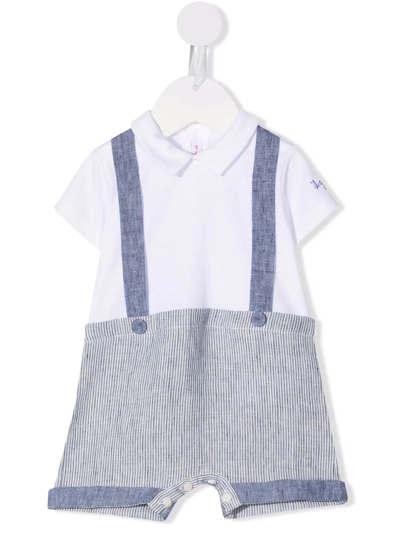Il Gufo Babies' Striped Panel Short-sleeve Shorties In White
