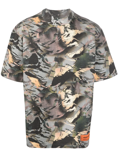 Heron Preston Camouflage Mock-neck T-shirt In Green