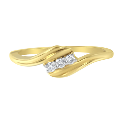 Haus Of Brilliance 10k Yellow Plated Sterling Silver 1/10ct Tdw Three-stone Diamond Ring (i-j, I2-i3) In Gold Tone,silver Tone,yellow