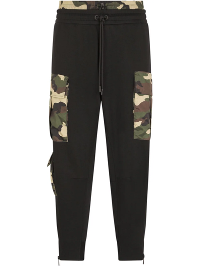 Dolce & Gabbana Camouflage-print Details Joggings Trousers In Nero