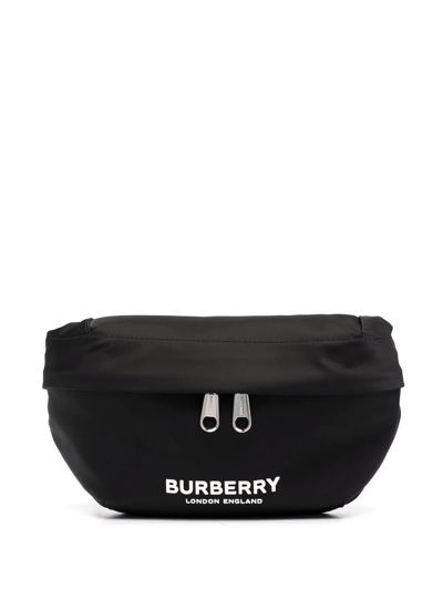 Burberry Sonny Logo-print Nylon Belt Bag In Schwarz