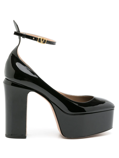 Valentino Garavani Patent Leather Ankle-strap Platform Pumps In 0no