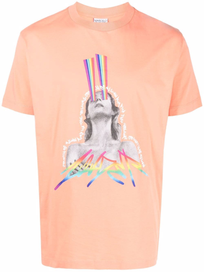 Marcelo Burlon County Of Milan Rainbow Graphic-print T-shirt In Orange