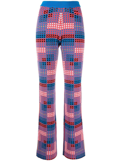 Rabanne Geometric-print Knitted Trousers In Blau