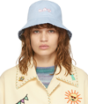 Sjyp Reversible Blue Paisley Denim Bucket Hat In Light Blue