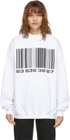 Vtmnts White Big Barcode Sweatshirt In White