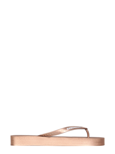 Dsquared2 Rubber Thong Sandals In Nude & Neutrals