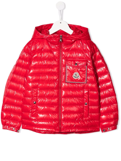 Moncler Kids' Logo-patch Padded Jacket In Red