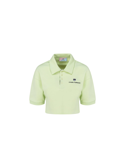 Chiara Ferragni Cotton Polo Shirt With Logo In Green