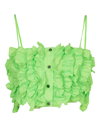 Msgm Jacquard Taffeta Cropped Top With Rouges In Green