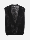 SAINT LAURENT WOOL BLEND VEST WITH ALL-OVER FLORAL EMBROIDERY
