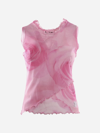 Blumarine Layered Tank Top With All-over Roses Print In Pink