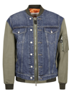 Alexander Mcqueen Denim Panelled Bomber Jacket In Indigo/khaki