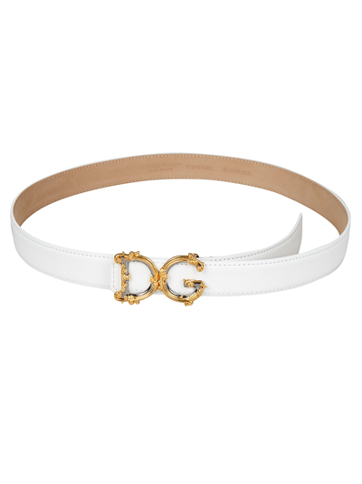 Dolce & Gabbana Leather Belt In Bianco