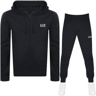 Ea7 Armani  Core Id French Terry Hooded Tracksuit In Navy