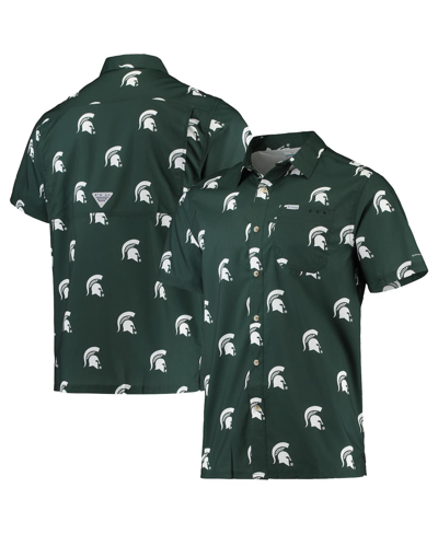 Columbia Men's Green Michigan State Spartans Super Slack Tide Omni-shade Button-up Shirt