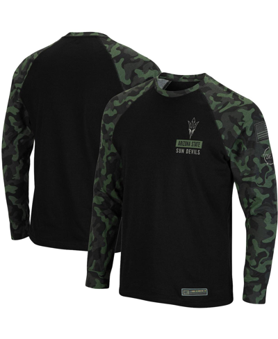 Colosseum Men's Black Arizona State Sun Devils Oht Military-inspired Appreciation Camo Raglan Long Sleeve T-sh